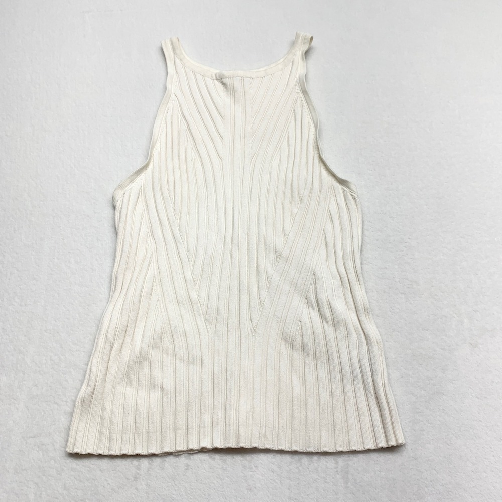 Red by BKE Ribbed Knit Tank Top Womens Size L Cream Chevron Sleeveless Viscose